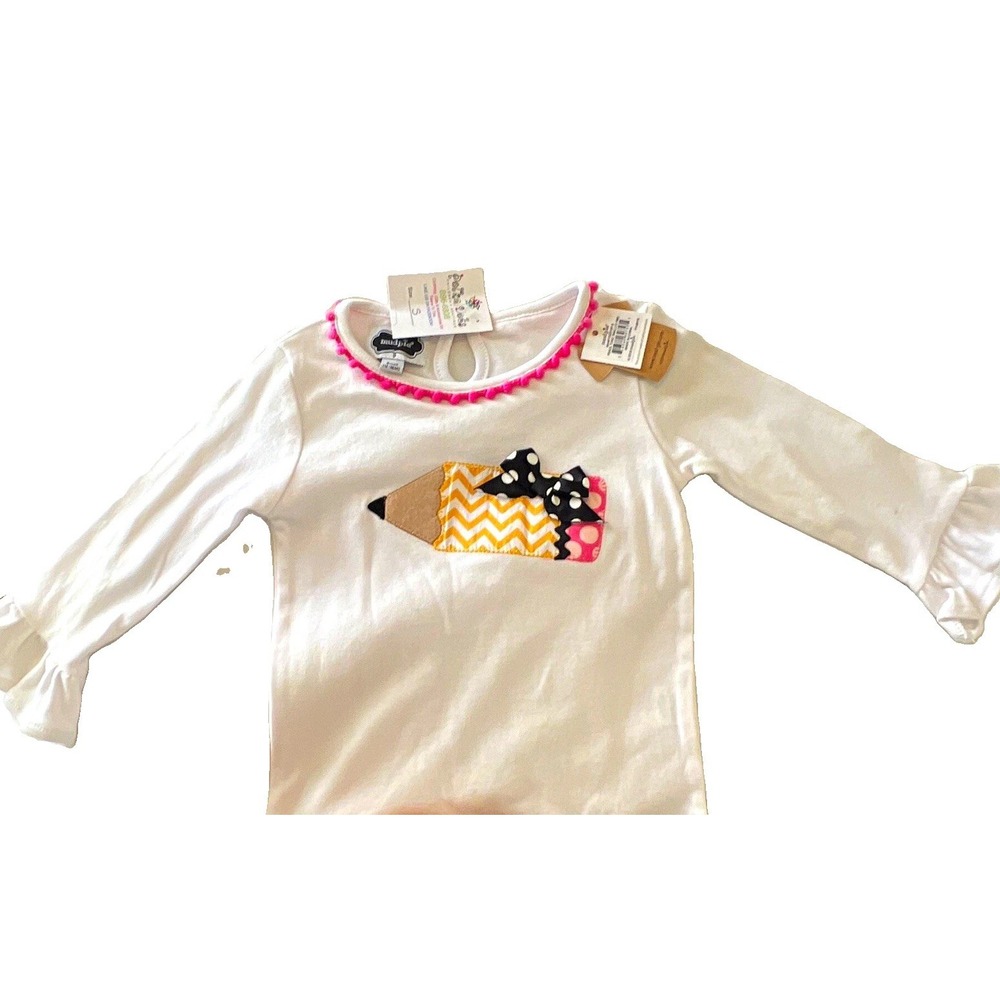 Mud Pie Girls Long Sleeve Cotton Polka Dot Keyhole Tunic White Pink 12-18M